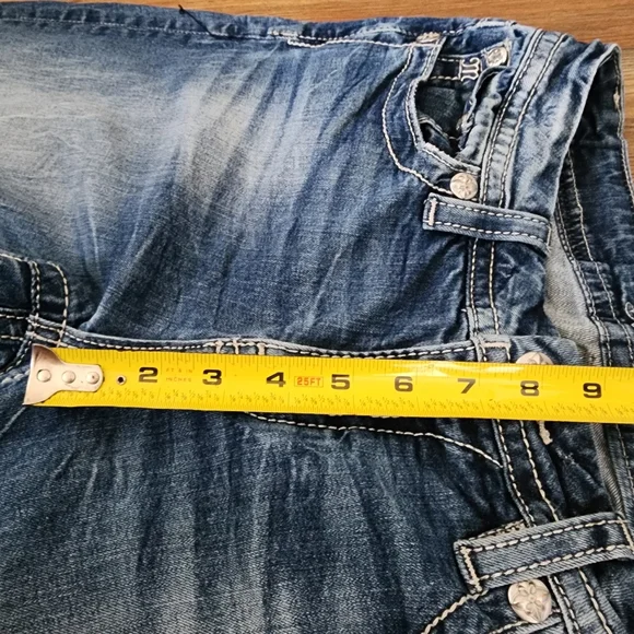 Miss Me Jeans Womens 28 Blue Low-Rise Easy Boot Embellished Denim Cross Y2K - Picture 13 of 14